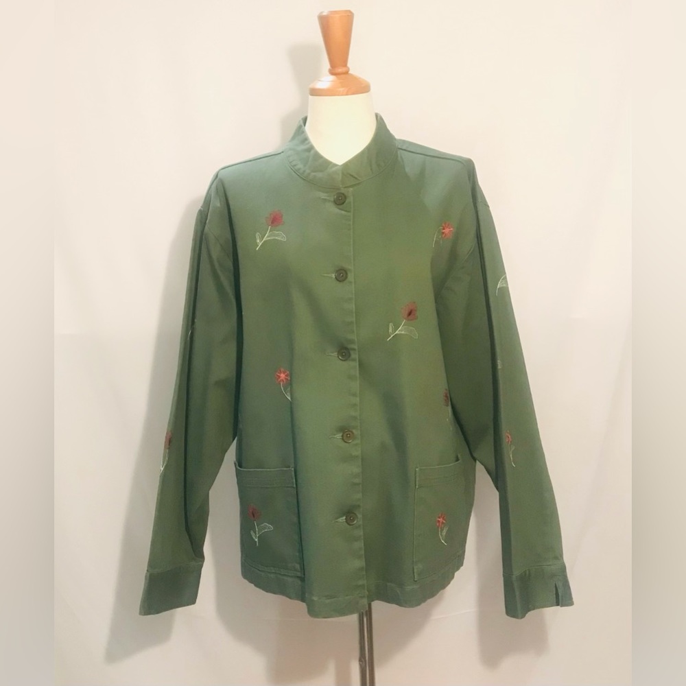 Denim & Co. Dark Green Denim Jacket size XL